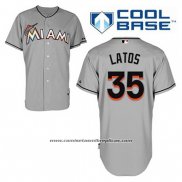 Camiseta Beisbol Hombre Miami Marlins Mat Latos 35 Gris Cool Base