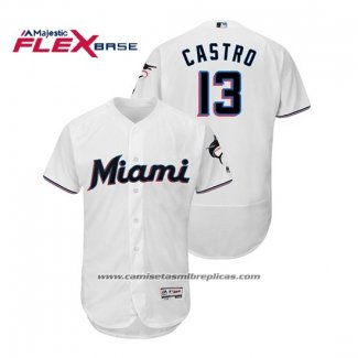 Camiseta Beisbol Hombre Miami Marlins Starlin Castro Flex Base Autentico Collection Primera 2019 Blanco