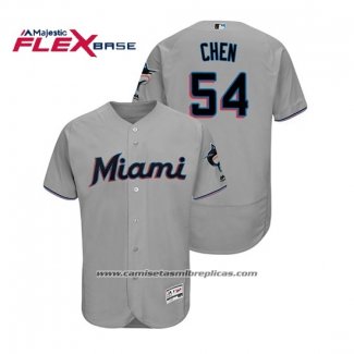 Camiseta Beisbol Hombre Miami Marlins Wei Yin Chen Flex Base Autentico Collection Road 2019 Gris