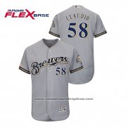 Camiseta Beisbol Hombre Milwaukee Brewers Alex Claudio Autentico Flex Base Gris