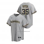 Camiseta Beisbol Hombre Milwaukee Brewers Brent Suter Replica Road Gris