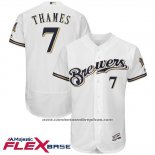 Camiseta Beisbol Hombre Milwaukee Brewers Eric Thames Blanco Autentico Collection Flex Base