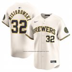 Camiseta Beisbol Hombre Milwaukee Brewers Jacob Misiorowski Primera Limited Crema