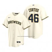 Camiseta Beisbol Hombre Milwaukee Brewers John Curtiss Replica Primera Crema