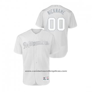 Camiseta Beisbol Hombre Milwaukee Brewers Personalizada 2019 Players Weekend Autentico Blanco