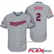 Camiseta Beisbol Hombre Minnesota Twins 2017 Estrellas y Rayas Brian Dozier Gris Flex Base