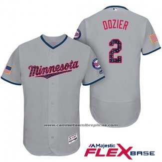 Camiseta Beisbol Hombre Minnesota Twins 2017 Estrellas y Rayas Brian Dozier Gris Flex Base
