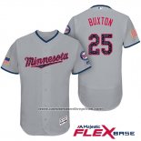 Camiseta Beisbol Hombre Minnesota Twins 2017 Estrellas y Rayas Byron Buxton Gris Flex Base