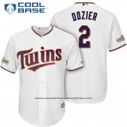 Camiseta Beisbol Hombre Minnesota Twins 2017 Postemporada Brian Dozier Blanco Cool Base