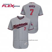 Camiseta Beisbol Hombre Minnesota Twins Joe Mauer 150th Aniversario Patch Autentico Flex Base Gris