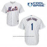 Camiseta Beisbol Hombre New York Mets Chris Young 1 Blanco Primera Cool Base