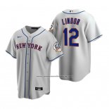 Camiseta Beisbol Hombre New York Mets Francisco Lindor Replica Gris