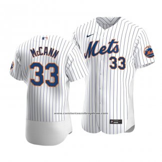 Camiseta Beisbol Hombre New York Mets James Mccann Autentico Primera Blanco