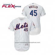 Camiseta Beisbol Hombre New York Mets Zack Wheeler 150th Aniversario Patch Autentico Flex Base Blanco