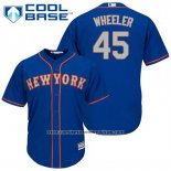 Camiseta Beisbol Hombre New York Mets Zack Wheeler 45 Azul Alterno Cool Base