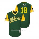 Camiseta Beisbol Hombre Oakland Athletics Chad Pinder 2018 LLWS Players Weekend Chi Green