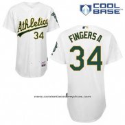 Camiseta Beisbol Hombre Oakland Athletics Rollie Fingers 34 Blanco Primera Cool Base