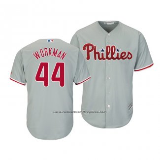 Camiseta Beisbol Hombre Philadelphia Phillies Brandon Workman Cool Base Segunda Gris