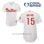 Camiseta Beisbol Hombre Philadelphia Phillies Dave Hollins 15 Blanco Primera Cool Base