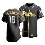 Camiseta Beisbol Hombre Philadelphia Phillies Didi Gregorius Golden Edition Autentico Negro