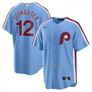 Camiseta Beisbol Hombre Philadelphia Phillies Kyle Schwarber Alterno 1st Replica Azul Claro