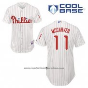 Camiseta Beisbol Hombre Philadelphia Phillies Tim Mccarver 11 Blanco Primera Cool Base