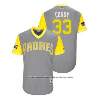 Camiseta Beisbol Hombre San Diego Padres Franchy Cordero 2018 LLWS Players Weekend Cordy Gris