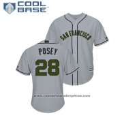 Camiseta Beisbol Hombre San Francisco Giants Buster Posey 2018 Dia de los Caidos Cool Base Gris