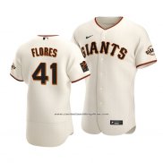 Camiseta Beisbol Hombre San Francisco Giants Wilmer Flores Autentico Primera Crema