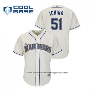 Camiseta Beisbol Hombre Seattle Mariners Ichiro Suzuki Cool Base Crema