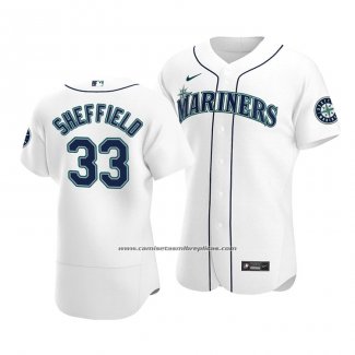 Camiseta Beisbol Hombre Seattle Mariners Justus Sheffield Autentico Primera Blanco