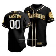 Camiseta Beisbol Hombre Seattle Mariners Personalizada Golden Edition Autentico Negro