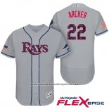 Camiseta Beisbol Hombre Tampa Bay Rays 2017 Estrellas y Rayas Chris Archer Gris Flex Base