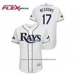 Camiseta Beisbol Hombre Tampa Bay Rays Austin Meadows 2019 Postemporada Flex Base Blanco