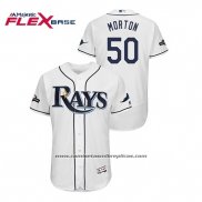 Camiseta Beisbol Hombre Tampa Bay Rays Charlie Morton 2019 Postemporada Flex Base Blanco