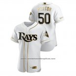 Camiseta Beisbol Hombre Tampa Bay Rays Charlie Morton Golden Edition Autentico Blanco