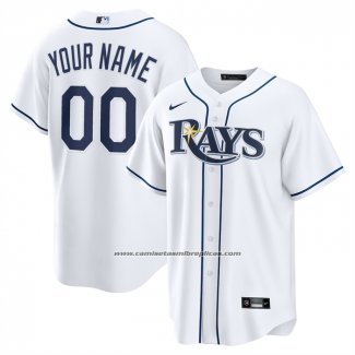Camiseta Beisbol Hombre Tampa Bay Rays Home Replica Personalizada Blanco