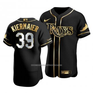 Camiseta Beisbol Hombre Tampa Bay Rays Kevin Kiermaier Golden Edition Autentico Negro Oro