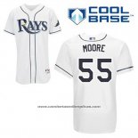 Camiseta Beisbol Hombre Tampa Bay Rays Matt Moore 55 Blanco Primera Cool Base