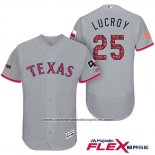 Camiseta Beisbol Hombre Texas Rangers 2017 Estrellas y Rayas Jonathan Lucroy Gris Flex Base