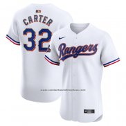 Camiseta Beisbol Hombre Texas Rangers Evan Carter 2024 Oro Collection Elite Blanco