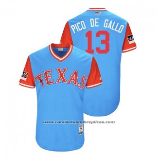 Camiseta Beisbol Hombre Texas Rangers Joey Gallo 2018 LLWS Players Weekend Pico De Gallo Azul