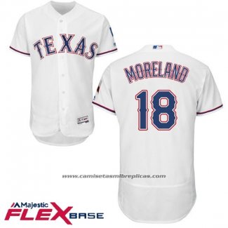 Camiseta Beisbol Hombre Texas Rangers Mitch Moreland Blanco Autentico Collection Flex Base