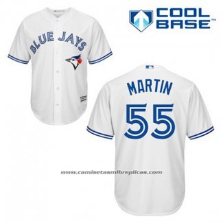 Camiseta Beisbol Hombre Toronto Blue Jays Russell Martin 55 Blanco Primera Cool Base