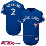 Camiseta Beisbol Hombre Toronto Blue Jays Troy Tulowitzki 2 Azul Flex Base Autentico Collection