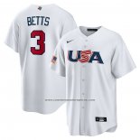Camiseta Beisbol Hombre USA 2023 Mookie Betts Replica Blanco