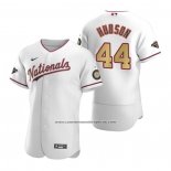 Camiseta Beisbol Hombre Washington Nationals Daniel Hudson Gold-Trimmed Championship Autentico Blanco