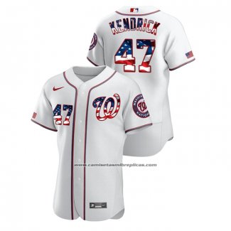 Camiseta Beisbol Hombre Washington Nationals Howie Kendrick 2020 Stars & Stripes 4th of July Blanco