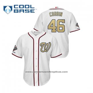 Camiseta Beisbol Hombre Washington Nationals Patrick Corbin 2019 Gold Program Cool Base Blanco