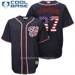 Camiseta Beisbol Hombre Washington Nationals Stephen Strasburg Stars Stripes Cool Base Azul